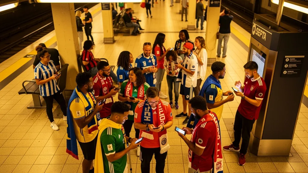 Excited fans enjoying improved transportation after the match.