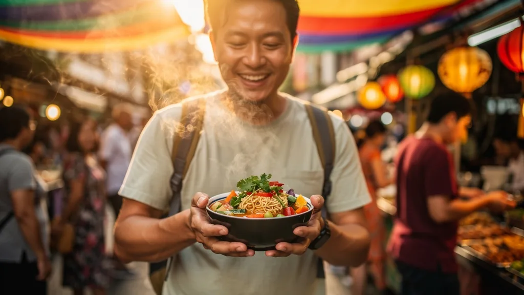 Experiencing local cuisine is key to travel happiness.