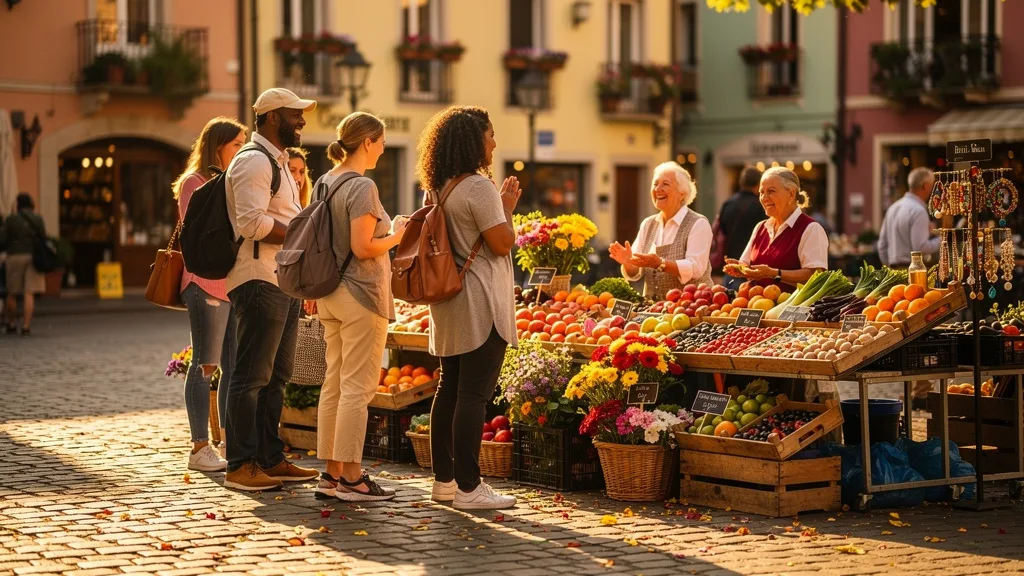 The vibrant interaction between travelers and local vendors drives significant economic activity.