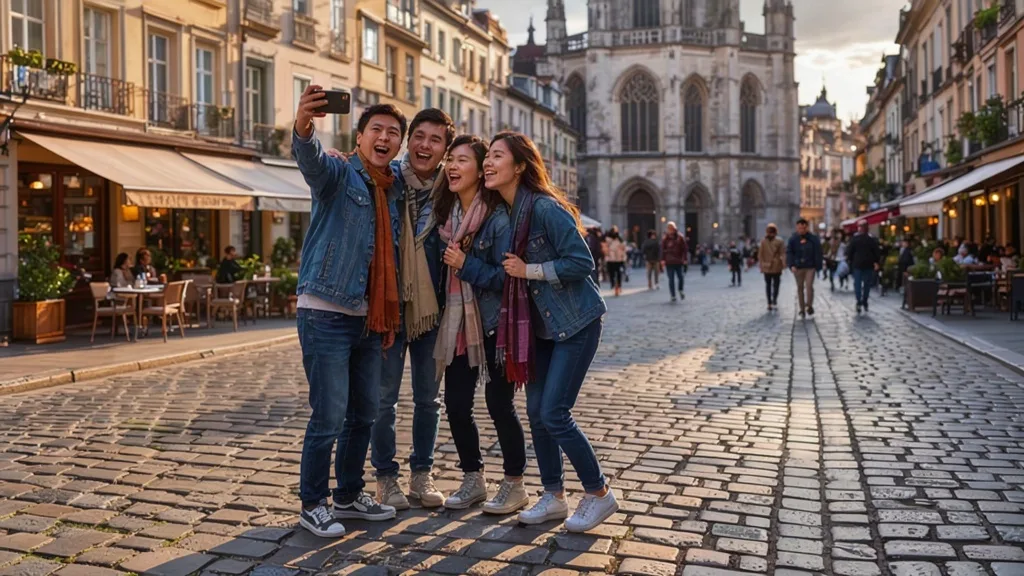 Exploring European cities during the 13-day holiday.