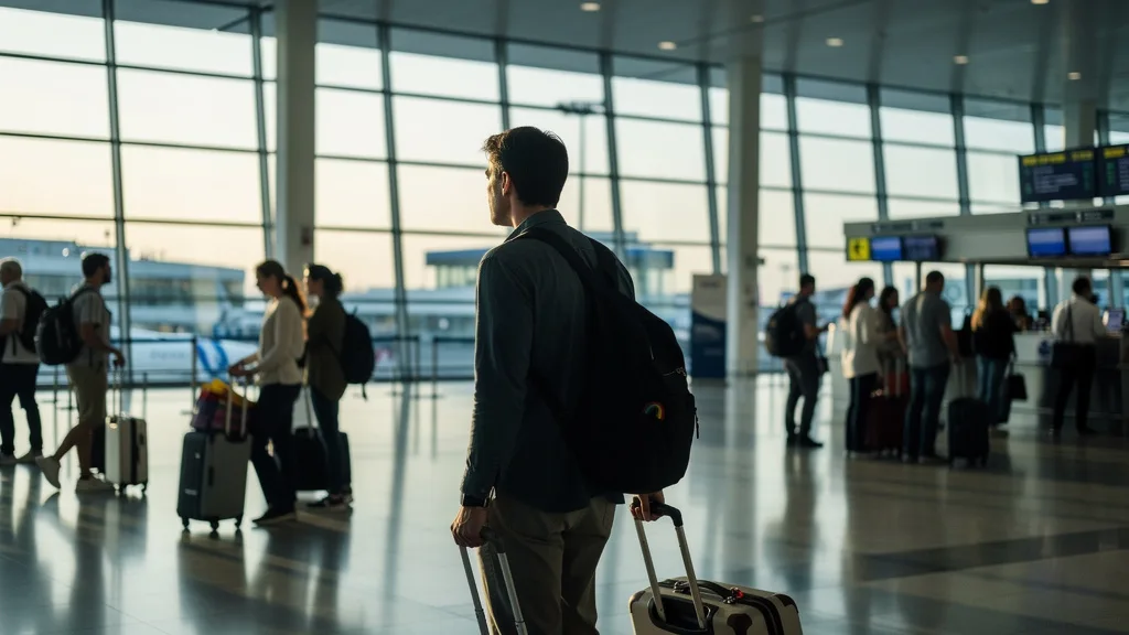 Travelers navigate uncertainty in the airport, reflecting on safety concerns.